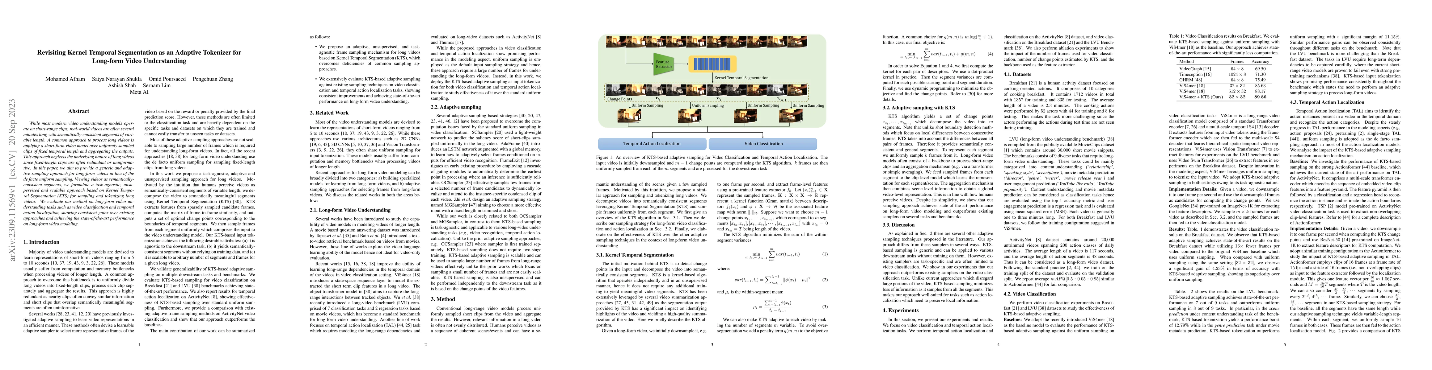 Thumbnail for Revisiting Kernel Temporal Segmentation as an Adaptive Tokenizer for
  Long-form Video Understanding