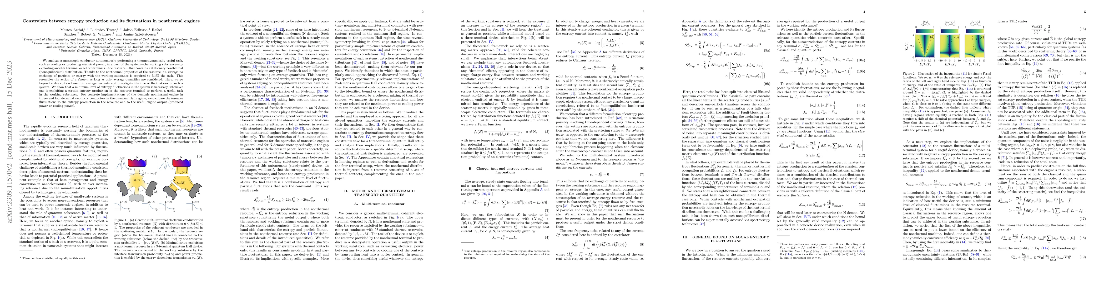 Thumbnail for Constraints between entropy production and its fluctuations in
  nonthermal engines