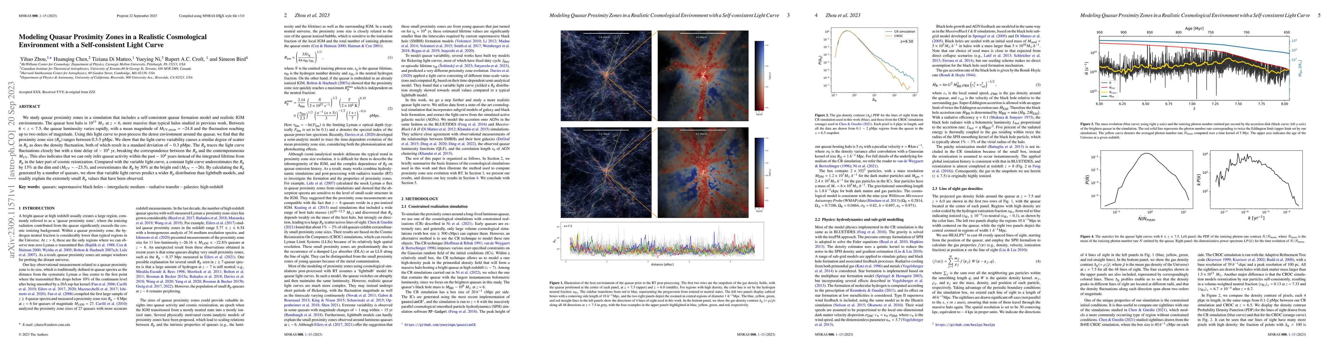 Thumbnail for Modeling Quasar Proximity Zones in a Realistic Cosmological Environment
  with a Self-consistent Light Curve