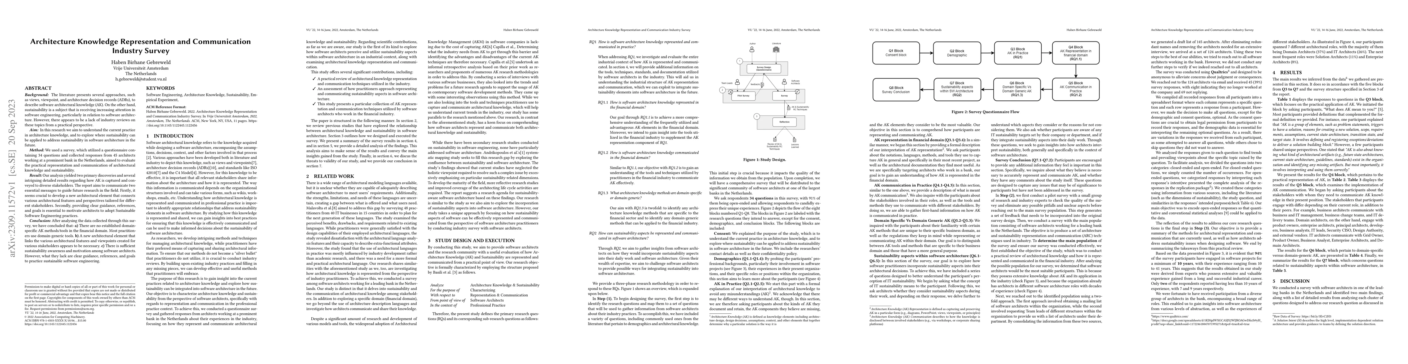 Thumbnail for Architecture Knowledge Representation and Communication Industry Survey