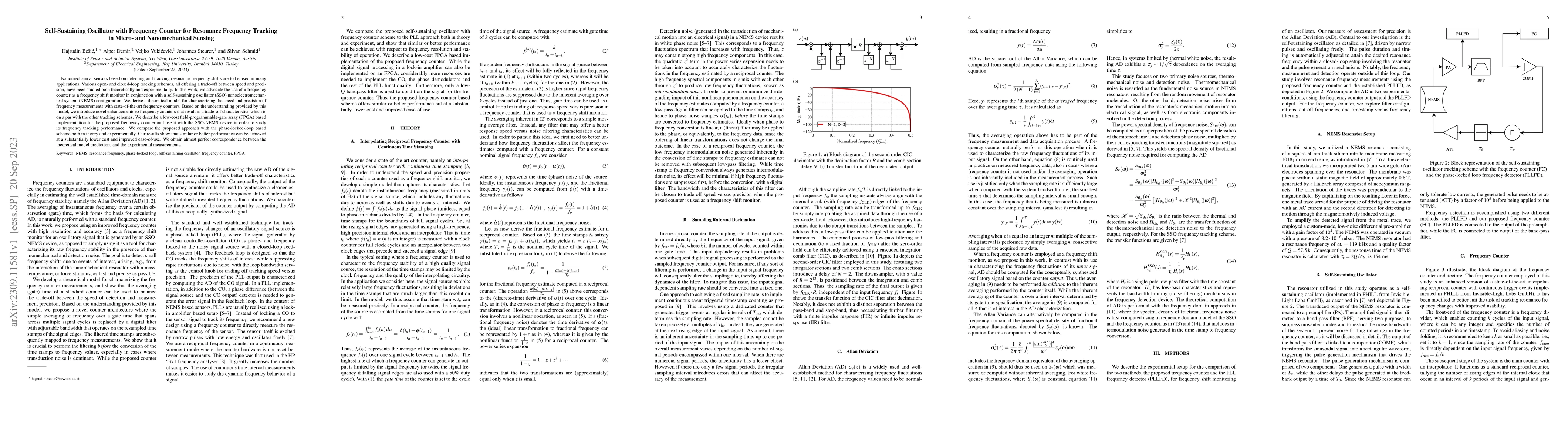 Thumbnail for Self-Sustaining Oscillator with Frequency Counter for Resonance
  Frequency Tracking in Micro- and Nanomechanical Sensing