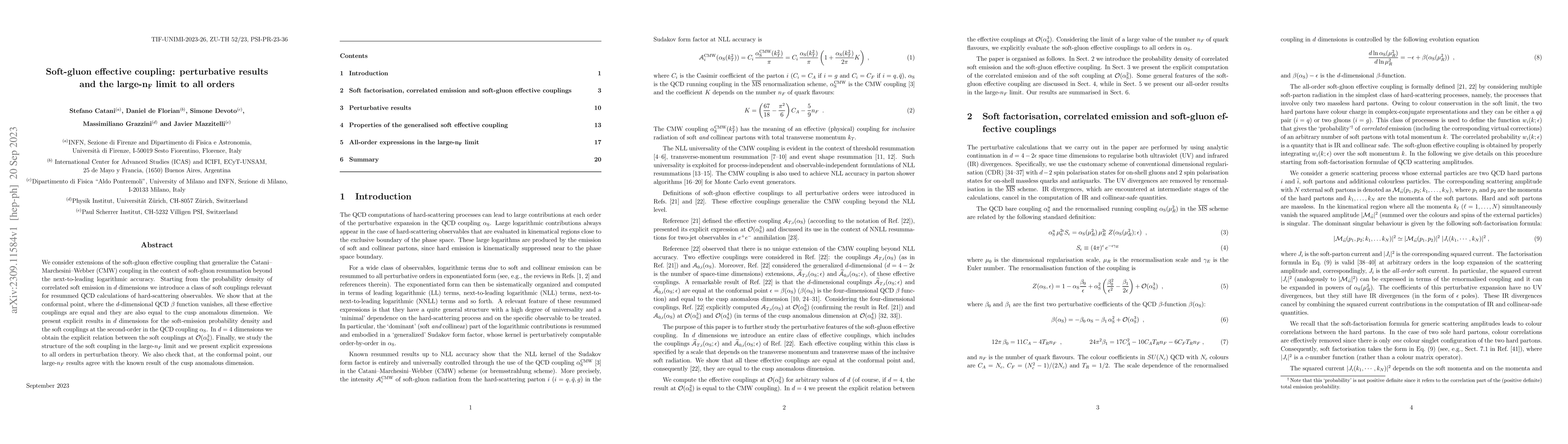 Thumbnail for Soft-gluon effective coupling: perturbative results and the large-nF
  limit to all orders