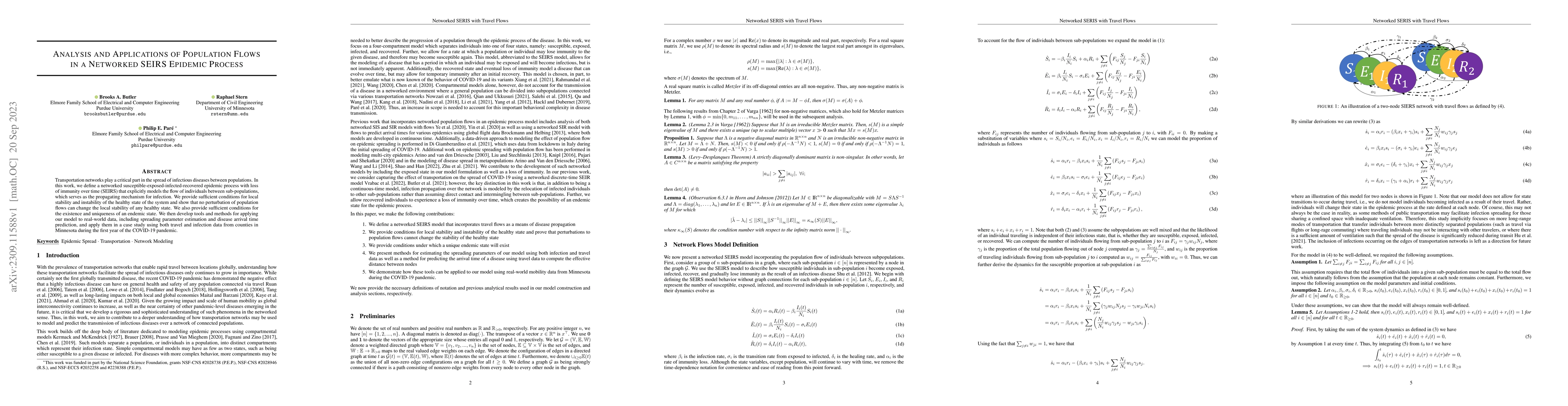 Thumbnail for Analysis and Applications of Population Flows in a Networked SEIRS
  Epidemic Process