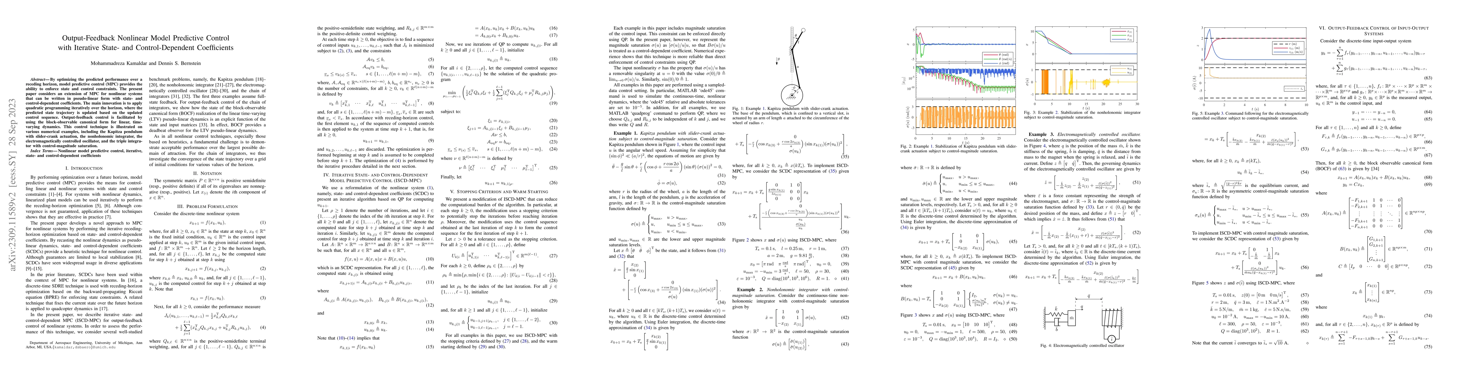 Thumbnail for Output-Feedback Nonlinear Model Predictive Control with Iterative State-
  and Control-Dependent Coefficients