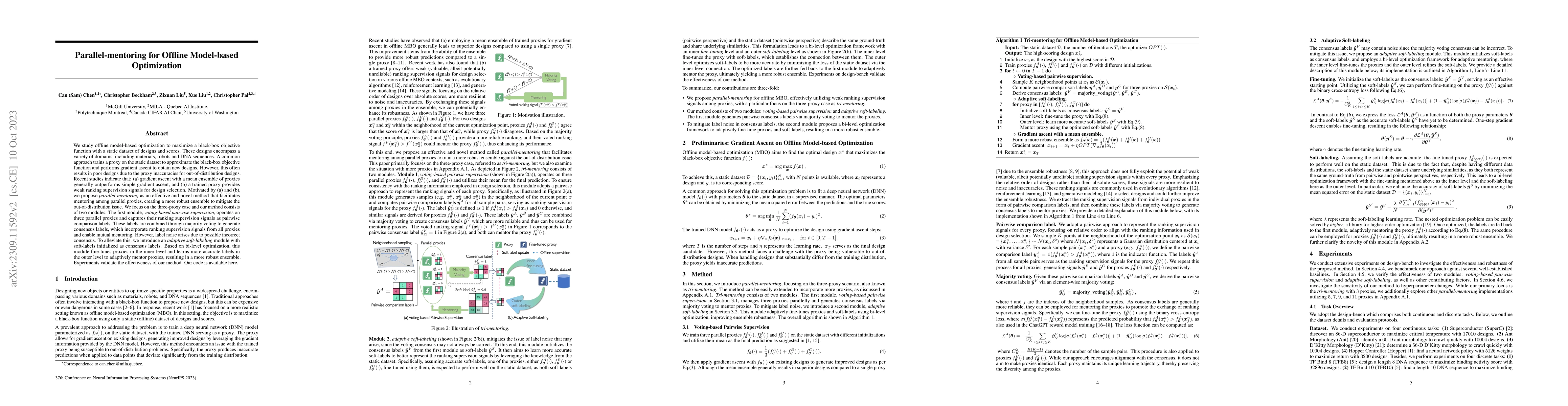 Thumbnail for Parallel-mentoring for Offline Model-based Optimization