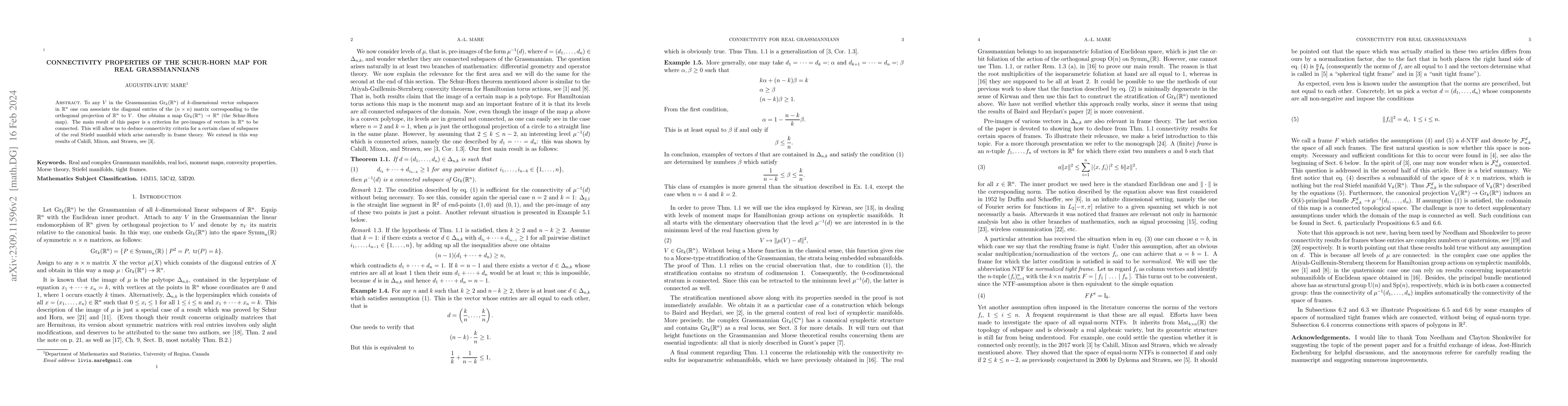 Thumbnail for Connectivity properties of the Schur-Horn map for real Grassmannians