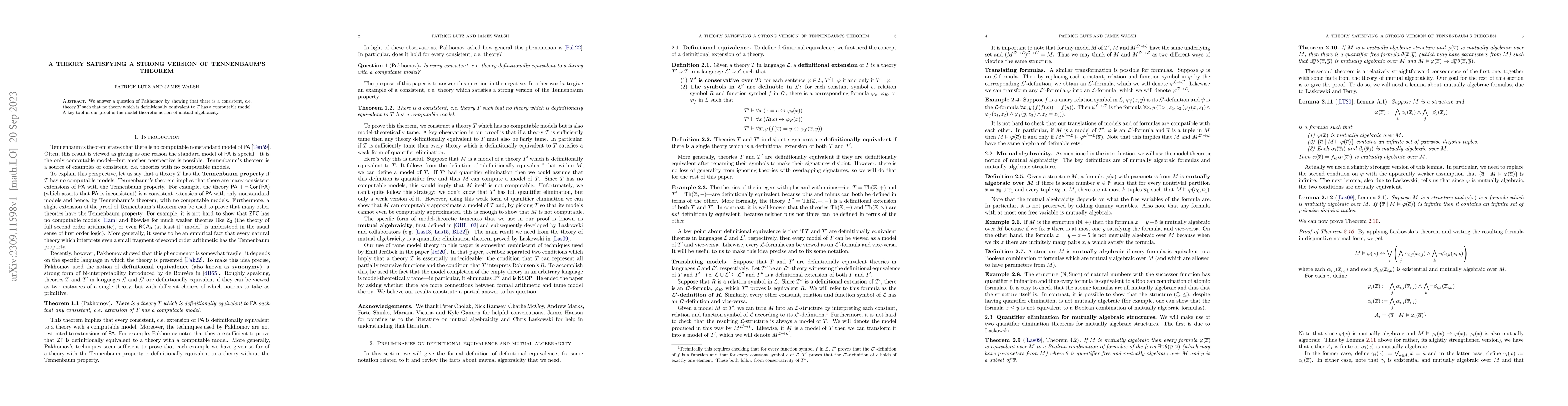 Thumbnail for A theory satisfying a strong version of Tennenbaum's theorem