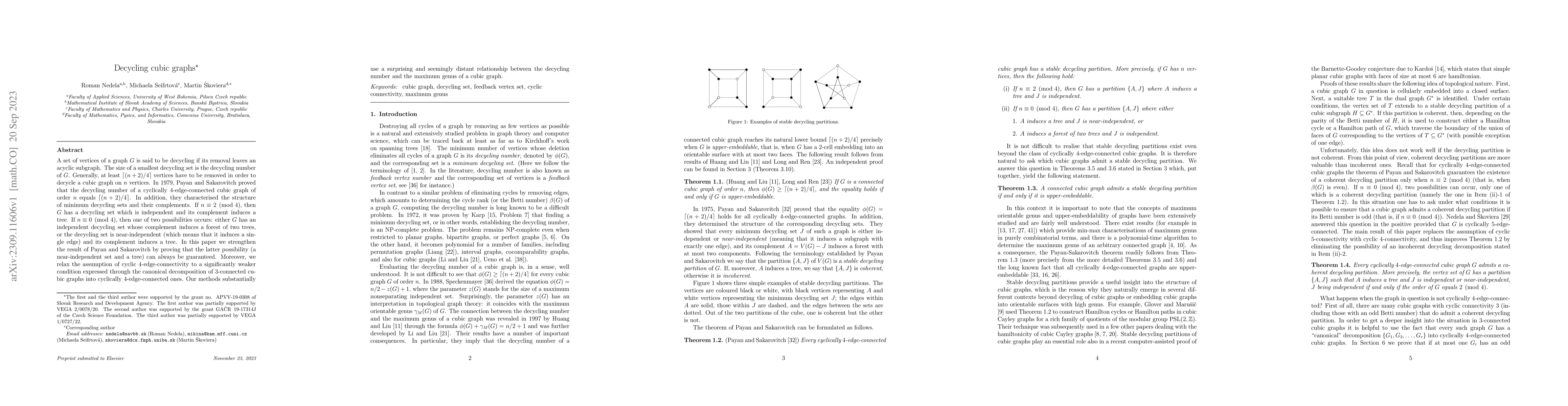 Thumbnail for Decycling cubic graphs