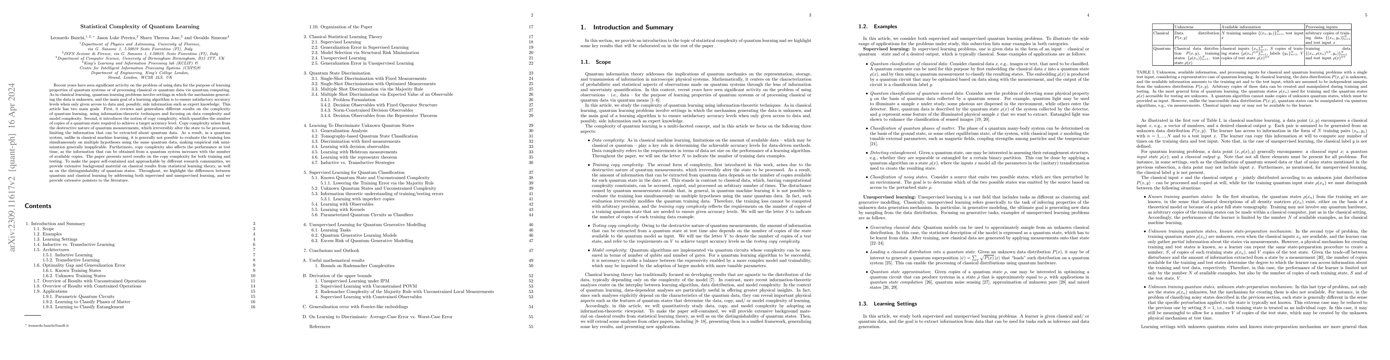 Thumbnail for Statistical Complexity of Quantum Learning