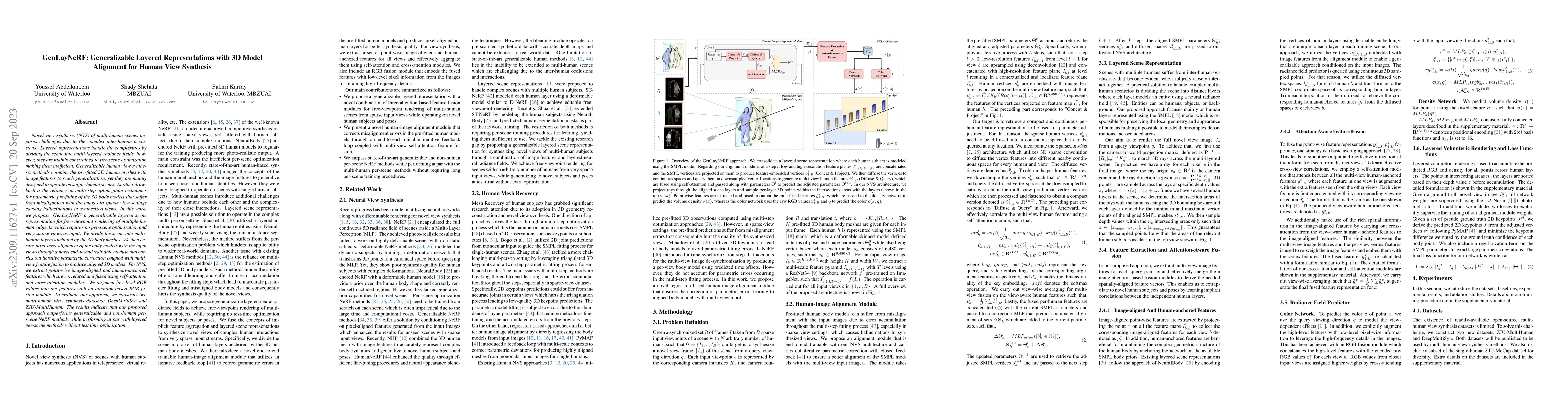 Thumbnail for GenLayNeRF: Generalizable Layered Representations with 3D Model
  Alignment for Multi-Human View Synthesis