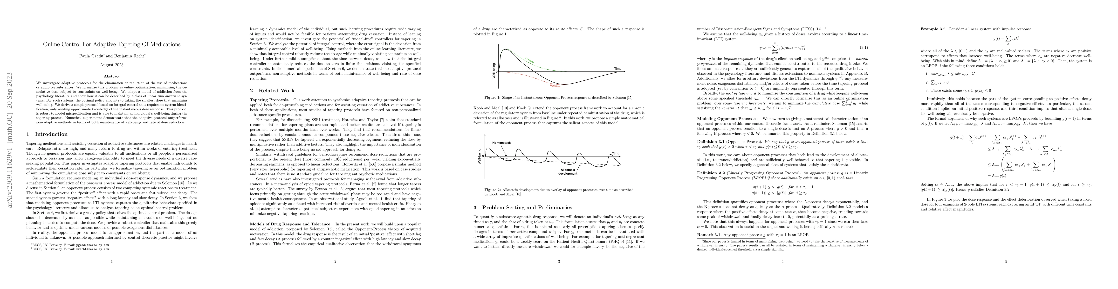 Thumbnail for Online Control for Adaptive Tapering of Medications