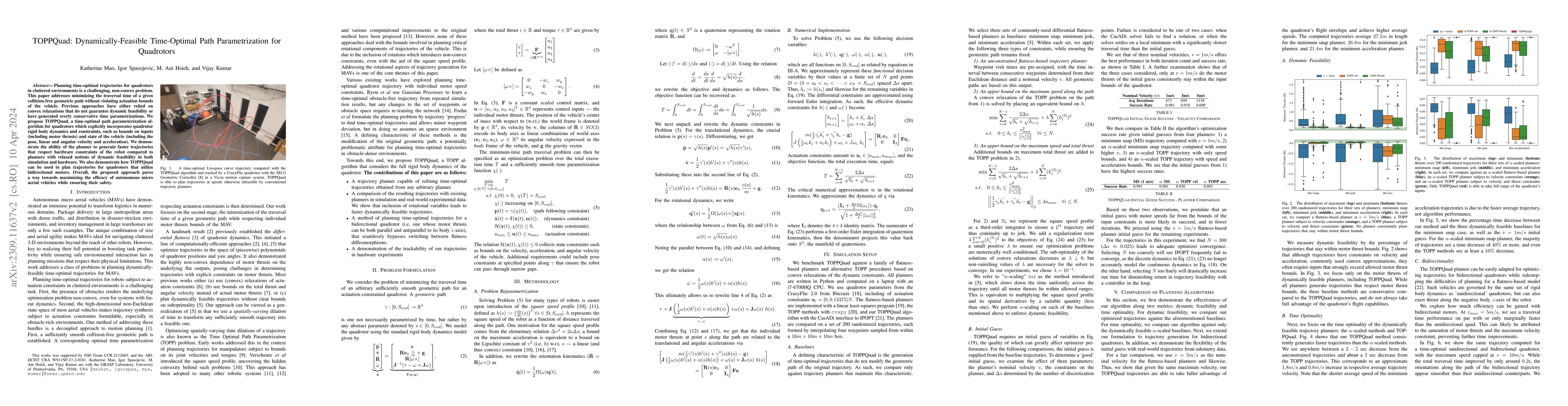 Thumbnail for TOPPQuad: Dynamically-Feasible Time Optimal Path Parametrization for
  Quadrotors