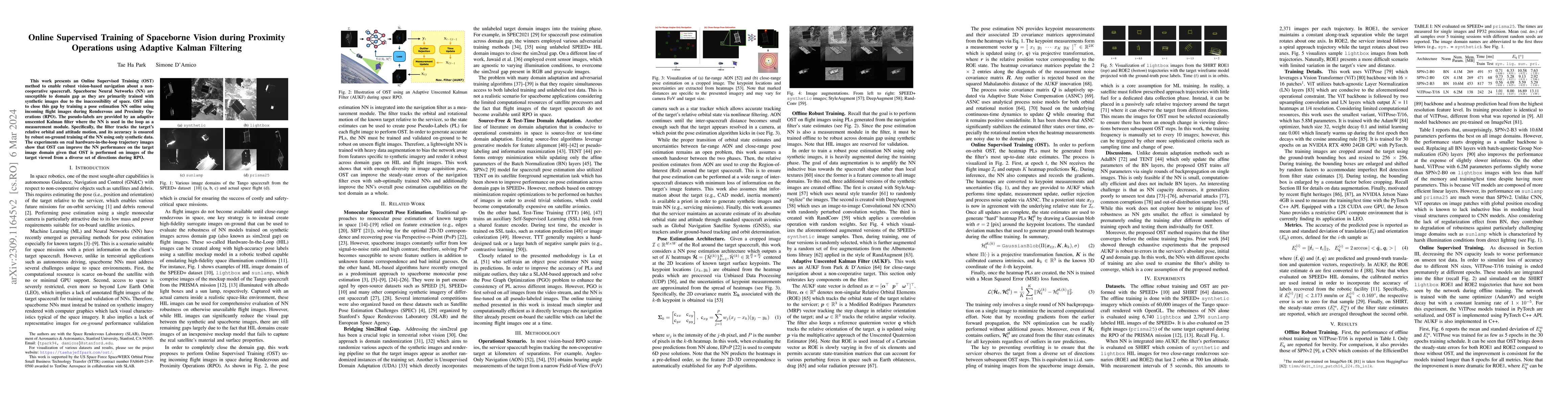 Thumbnail for Online Supervised Training of Spaceborne Vision during Proximity
  Operations using Adaptive Kalman Filtering