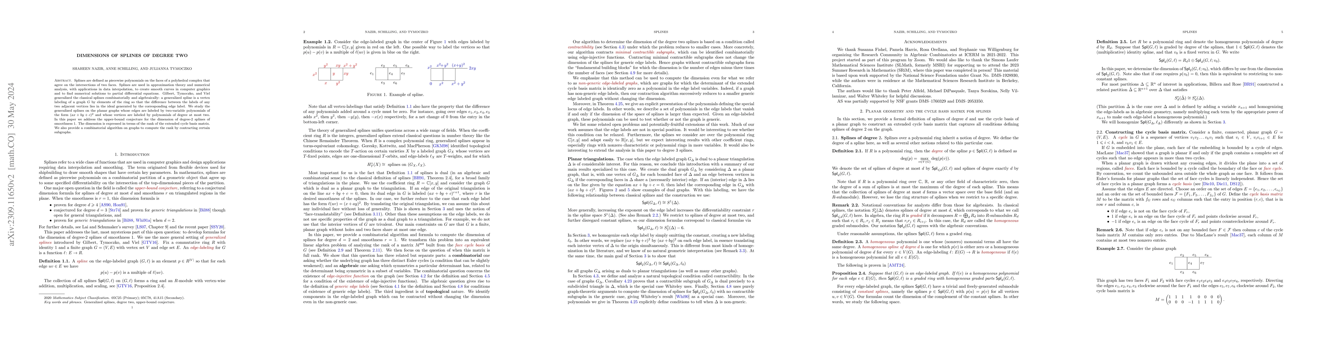 Thumbnail for Dimensions of splines of degree two