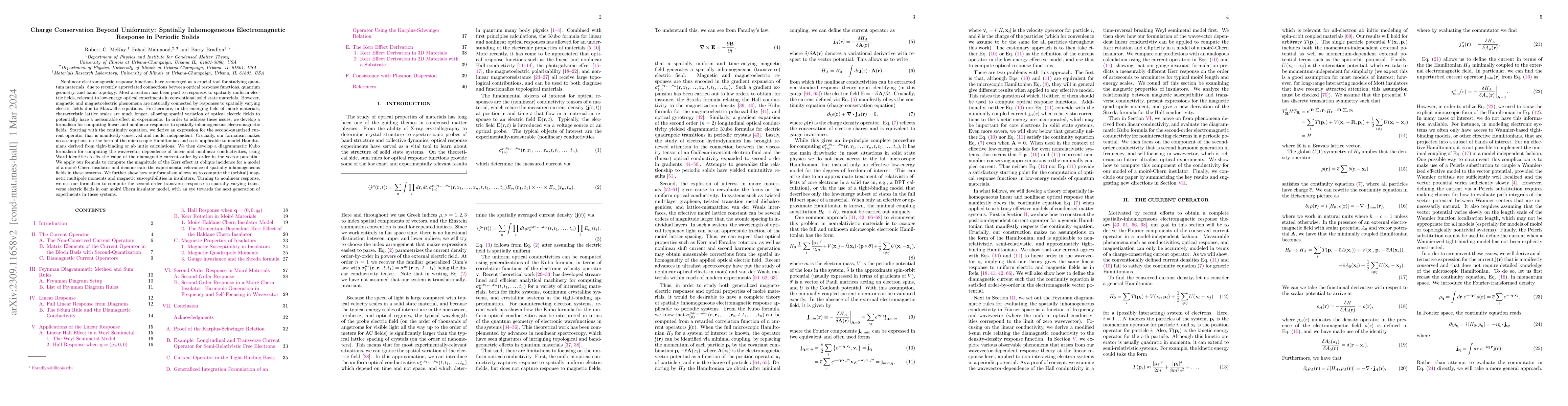 Thumbnail for Charge Conservation Beyond Uniformity: Spatially Inhomogeneous
  Electromagnetic Response in Periodic Solids