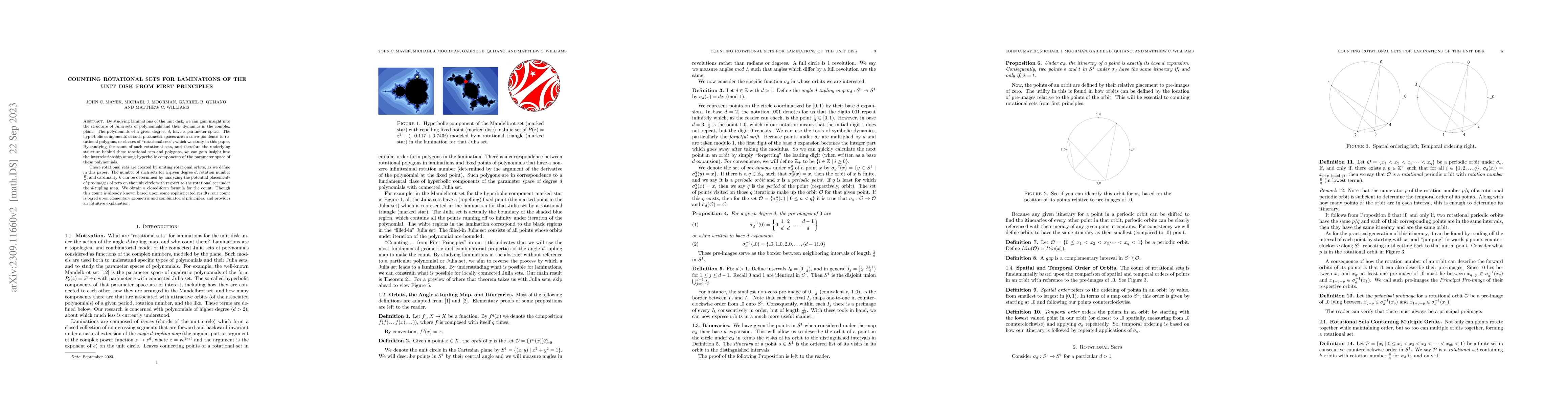 Thumbnail for Counting Rotational Sets for Laminations of the Unit Disk from First
  Principles