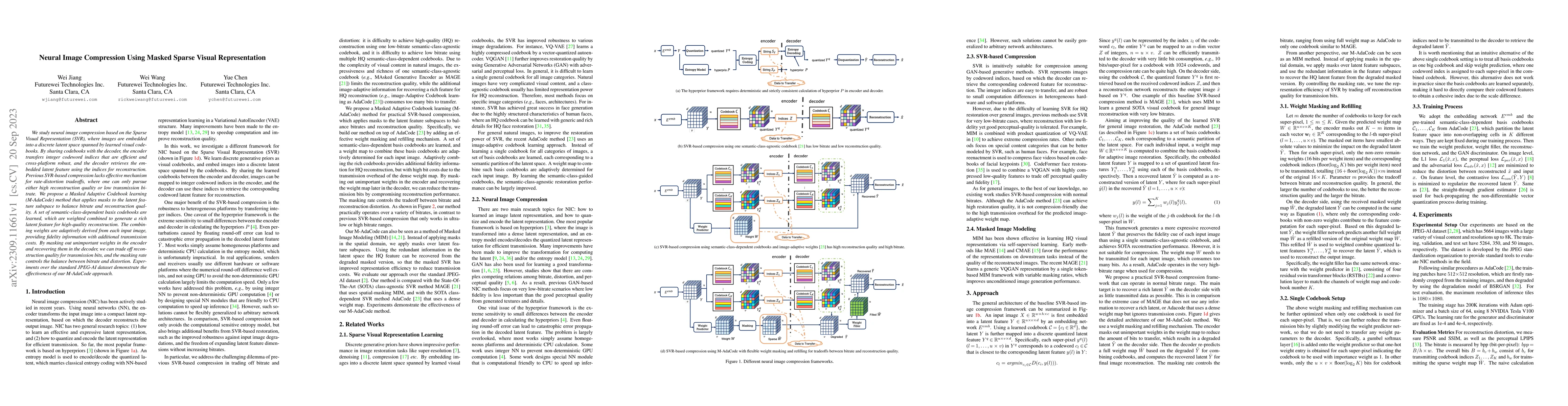 Thumbnail for Neural Image Compression Using Masked Sparse Visual Representation