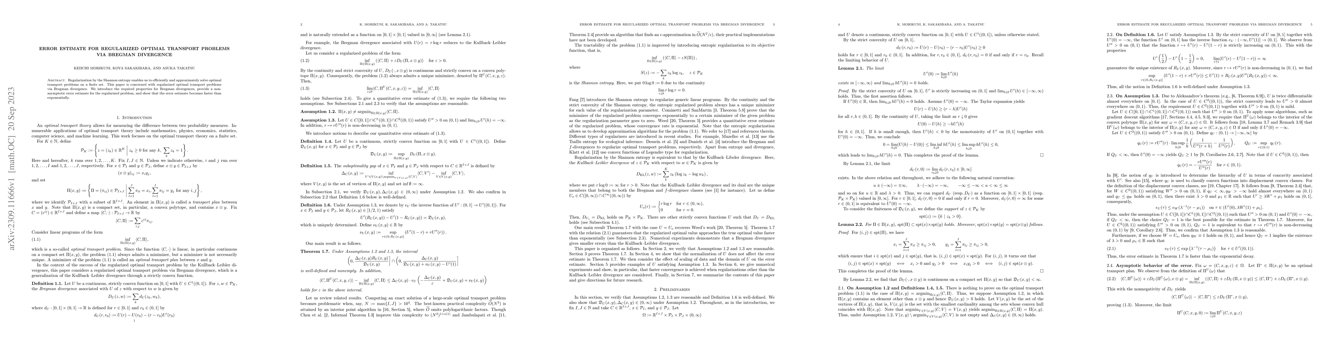 Thumbnail for Error estimate for regularized optimal transport problems via Bregman
  divergence