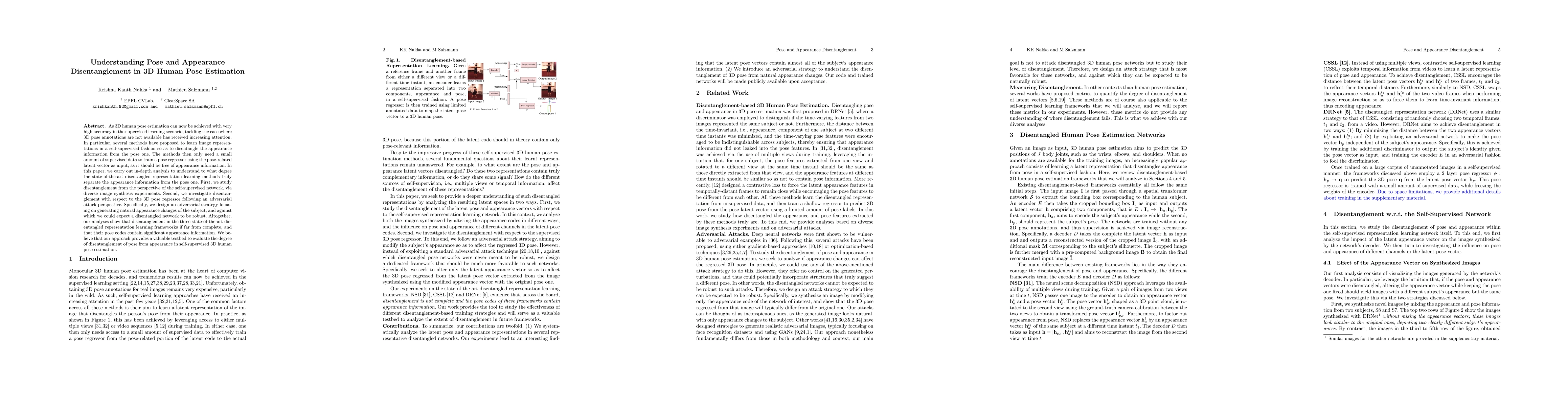 Thumbnail for Understanding Pose and Appearance Disentanglement in 3D Human Pose
  Estimation