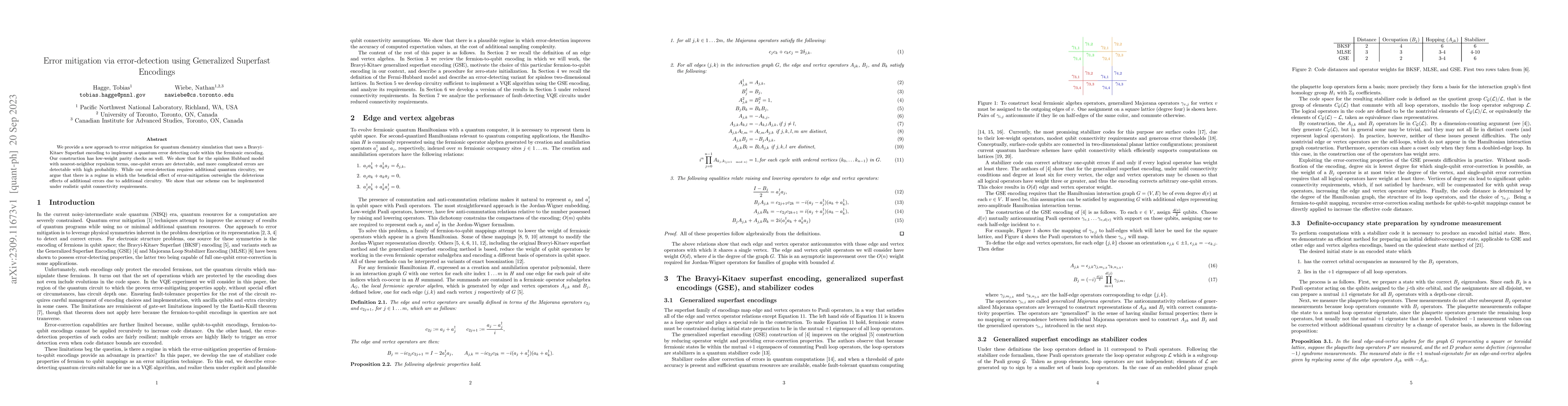Thumbnail for Error mitigation via error detection using Generalized Superfast
  Encodings