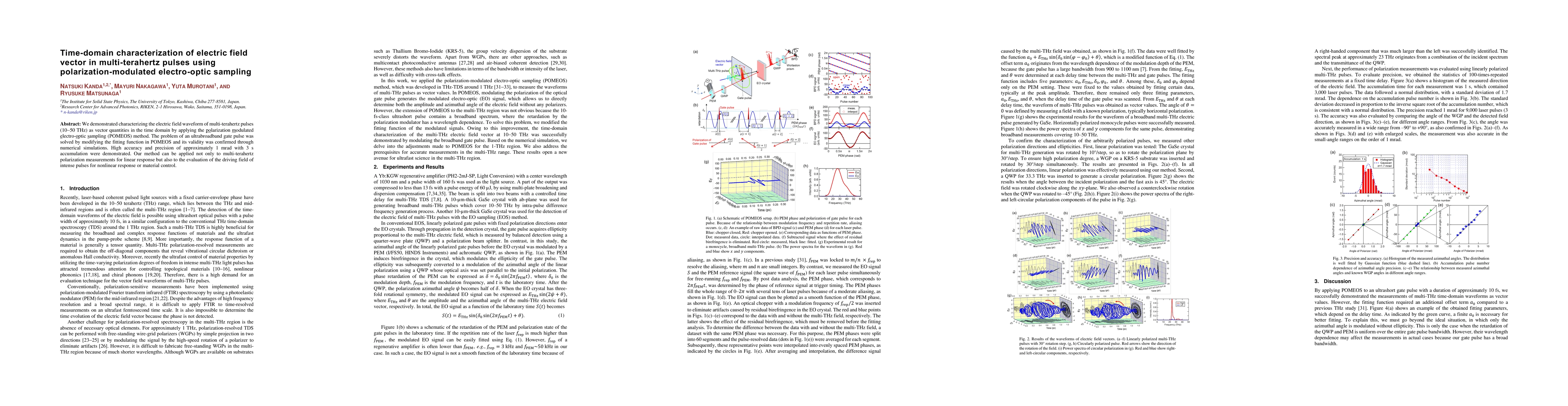 Thumbnail for Time-domain characterization of electric field vector in multi-terahertz
  pulses using polarization-modulated electro-optic sampling