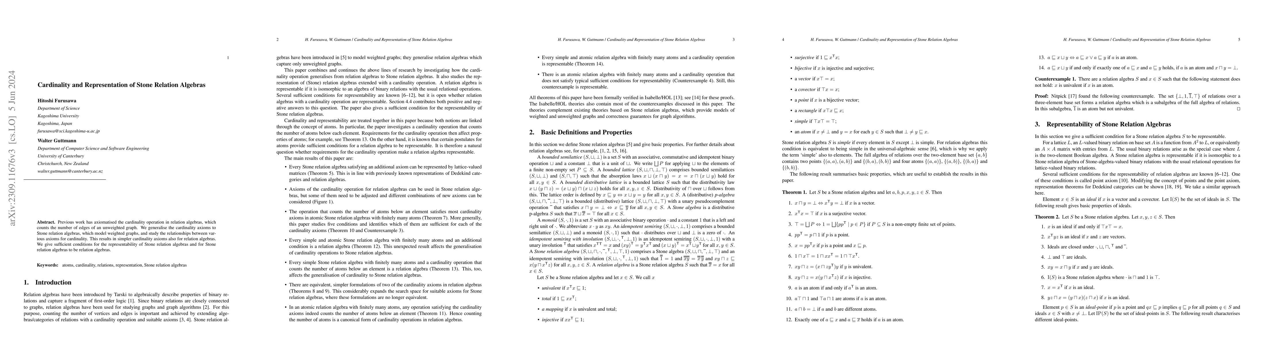 Thumbnail for Cardinality and Representation of Stone Relation Algebras