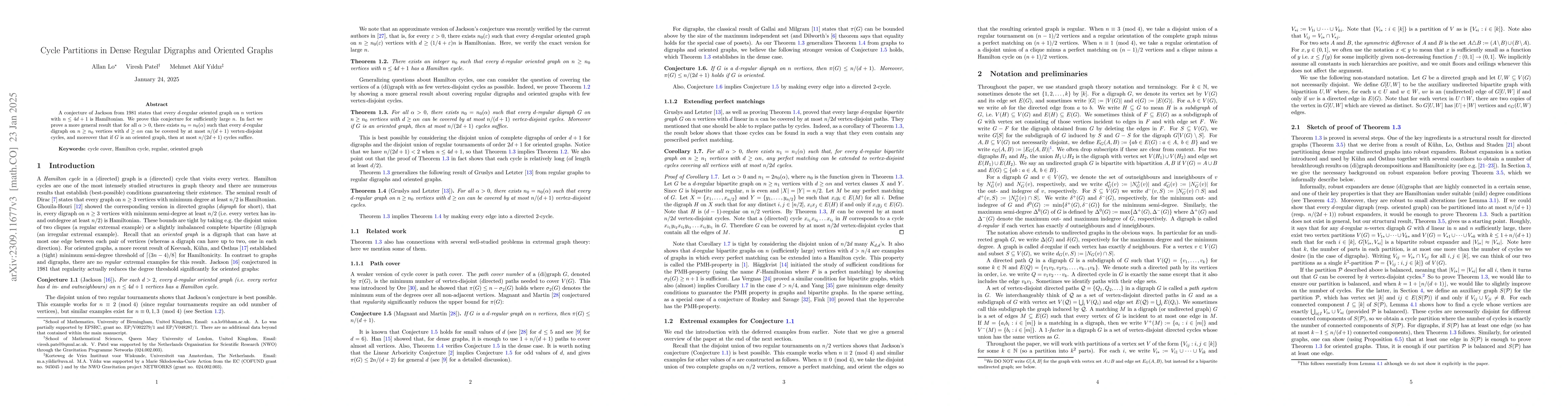 Thumbnail for Cycle Partitions in Dense Regular Digraphs and Oriented Graphs