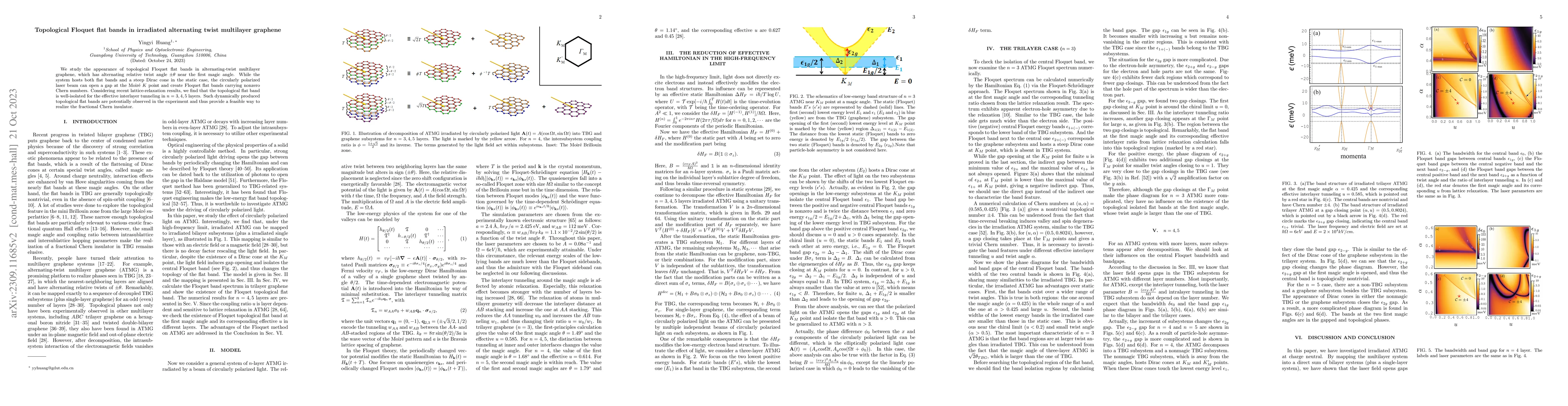 Thumbnail for Topological Floquet Flat Bands in Irradiated Alternating Twist
  Multilayer Graphene