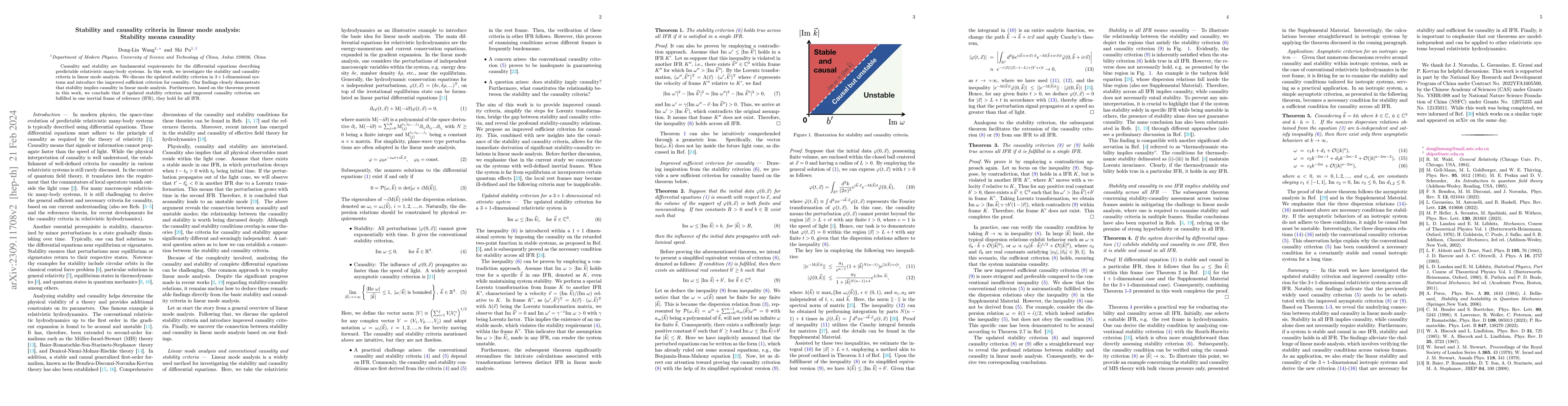 Thumbnail for Stability and causality criteria in linear mode analysis: stability
  means causality