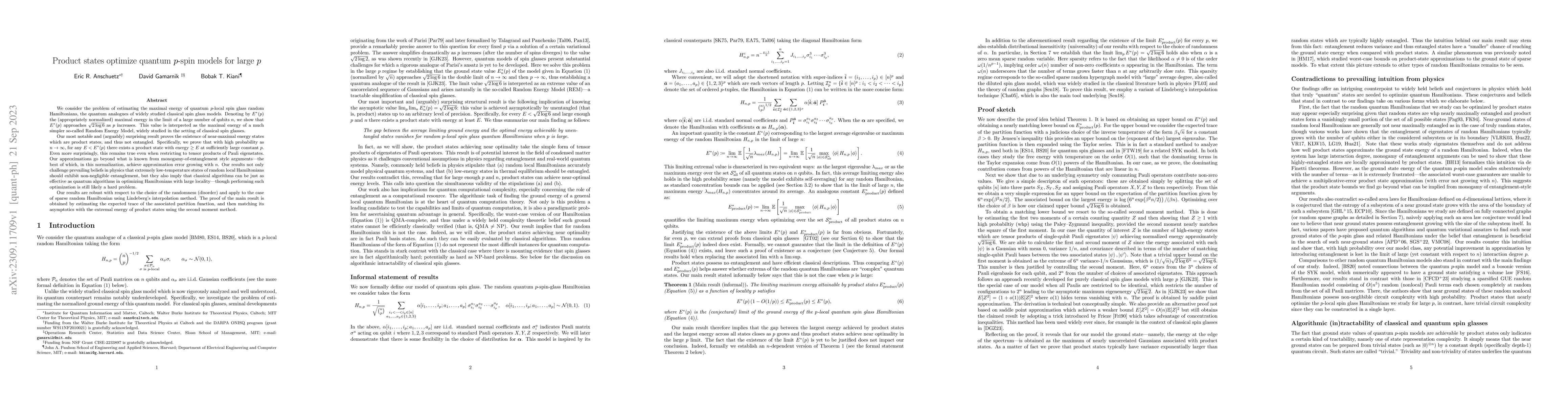 Thumbnail for Product states optimize quantum $p$-spin models for large $p$