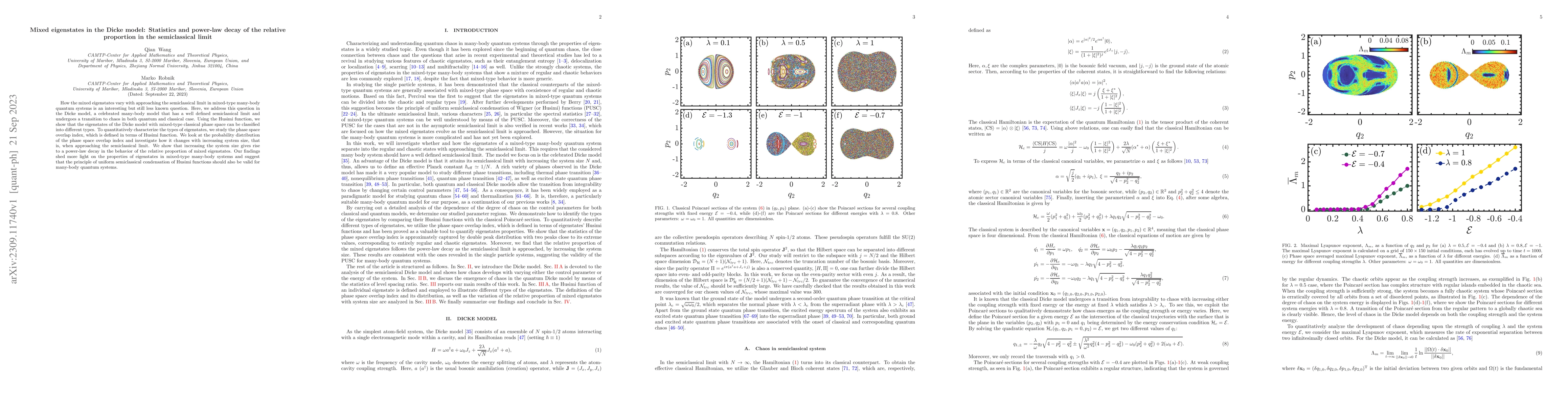 Thumbnail for Mixed eigenstates in the Dicke model: Statistics and power-law decay of
  the relative proportion in the semiclassical limit