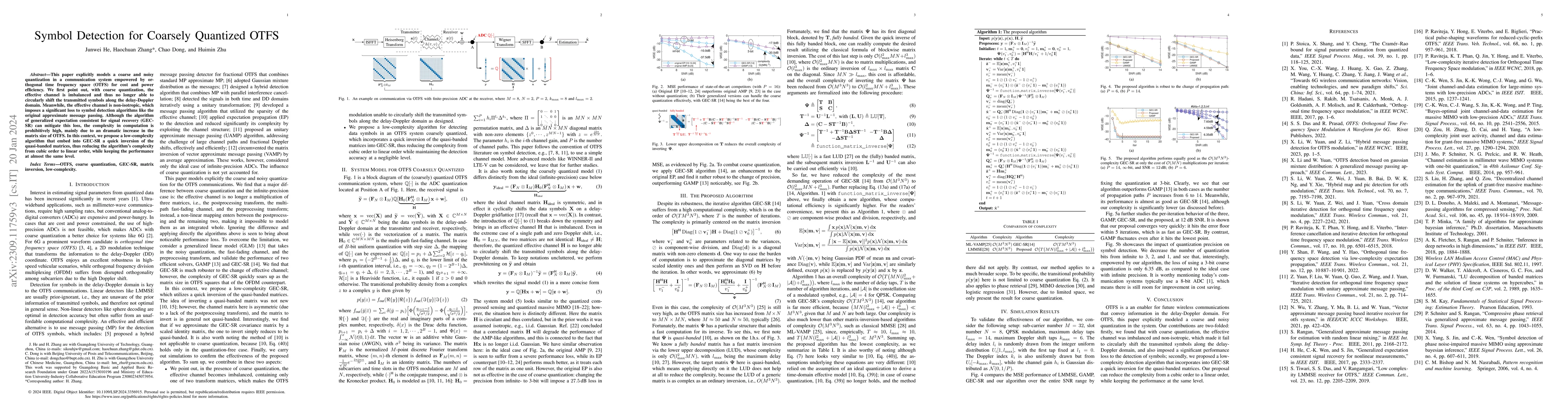 Thumbnail for Symbol Detection for Coarsely Quantized OTFS