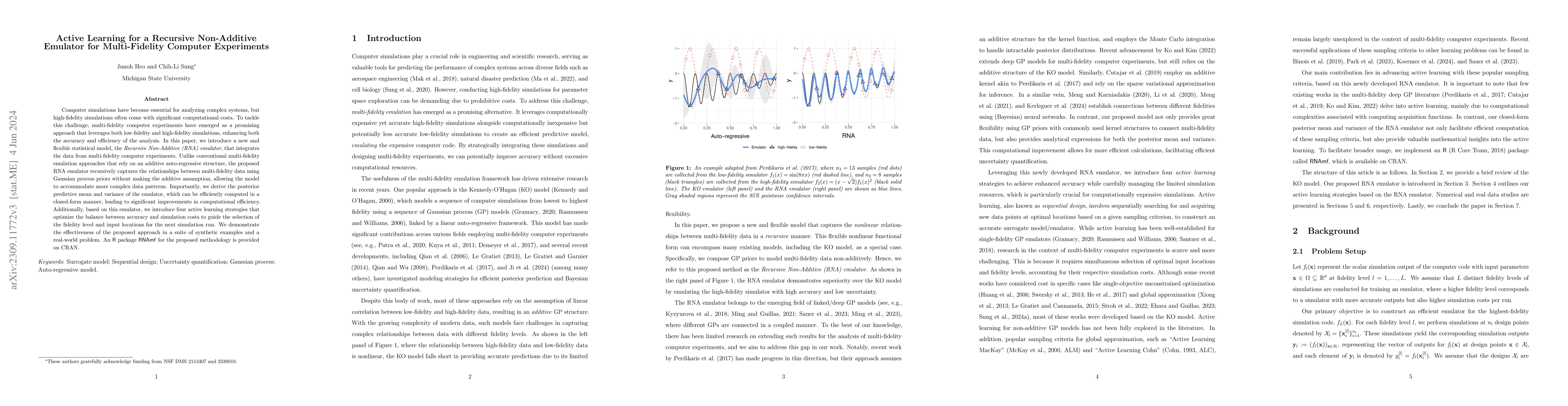 Thumbnail for Active Learning for a Recursive Non-Additive Emulator for Multi-Fidelity
  Computer Experiments