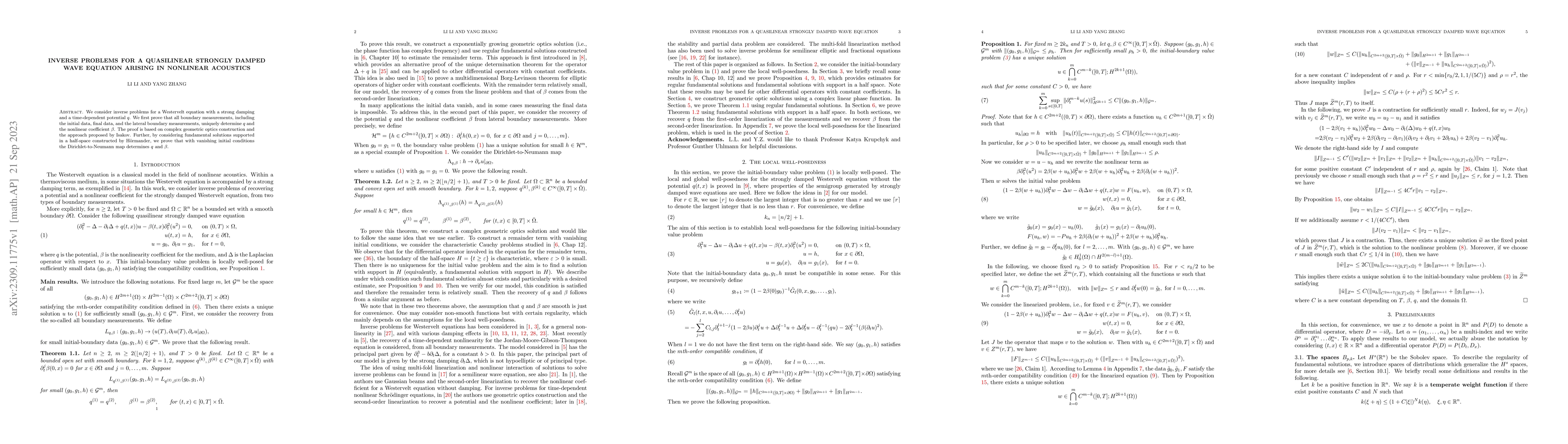 Thumbnail for Inverse problems for a quasilinear strongly damped wave equation arising
  in nonlinear acoustics