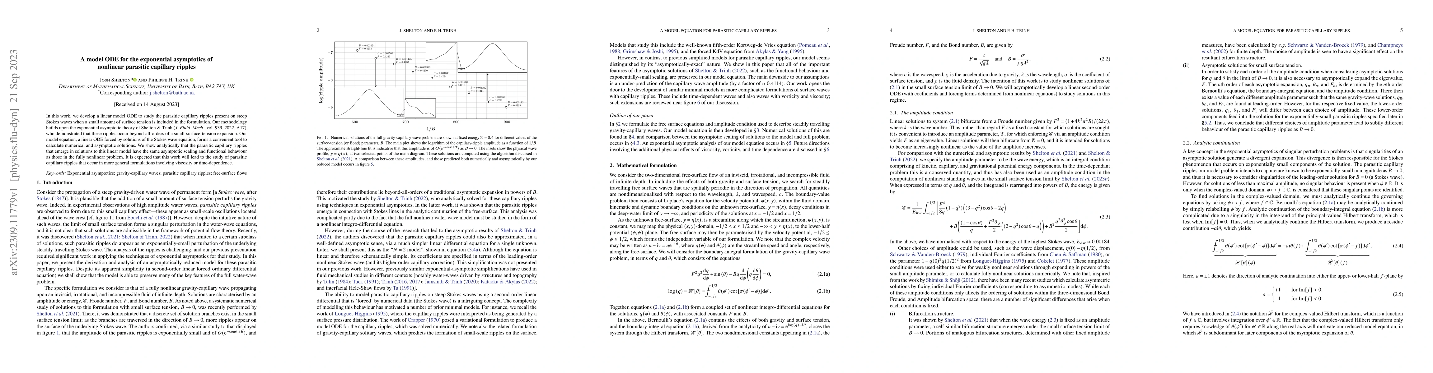 Thumbnail for A model ODE for the exponential asymptotics of nonlinear parasitic
  capillary ripples
