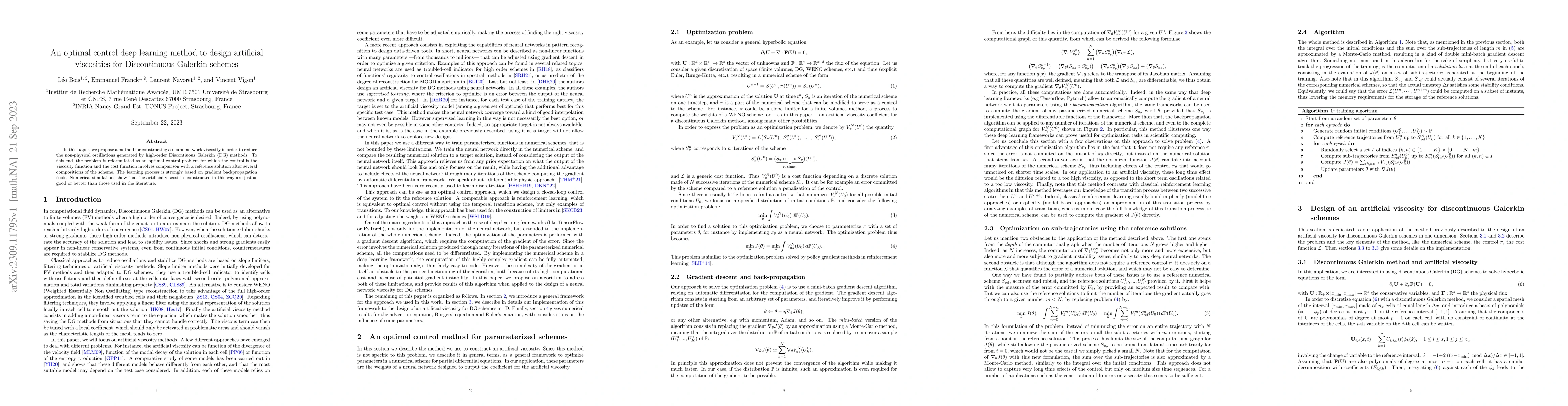 Thumbnail for An optimal control deep learning method to design artificial viscosities
  for Discontinuous Galerkin schemes