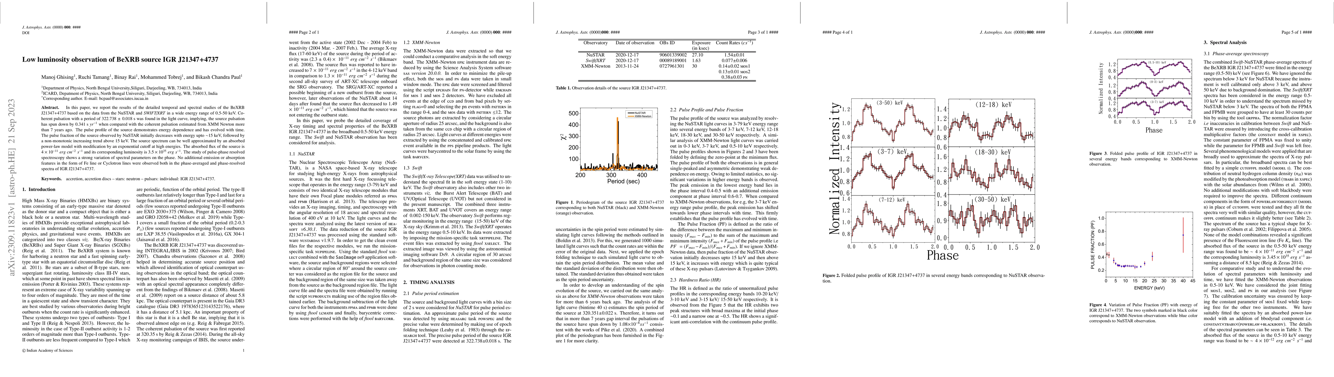 Thumbnail for Low luminosity observation of BeXRB source IGR J21347+4737
