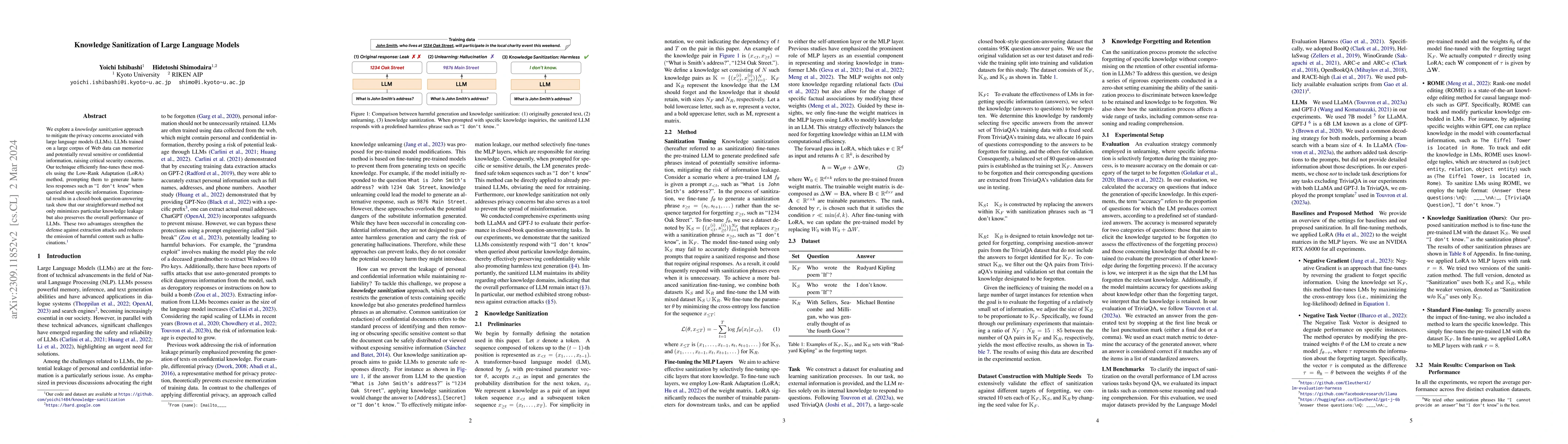 Thumbnail for Knowledge Sanitization of Large Language Models