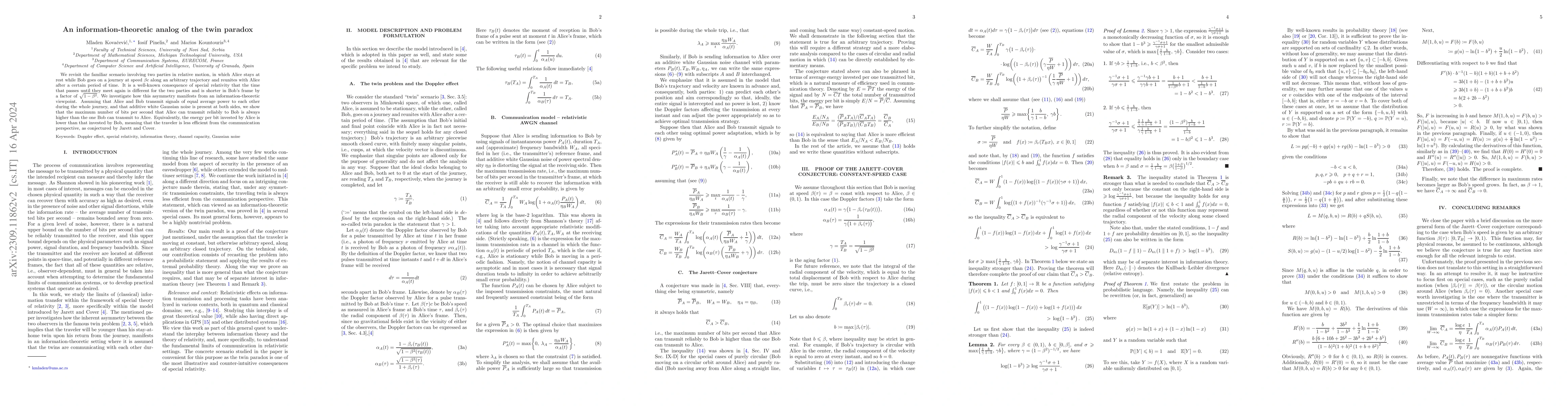 Thumbnail for An Information-Theoretic Analog of the Twin Paradox