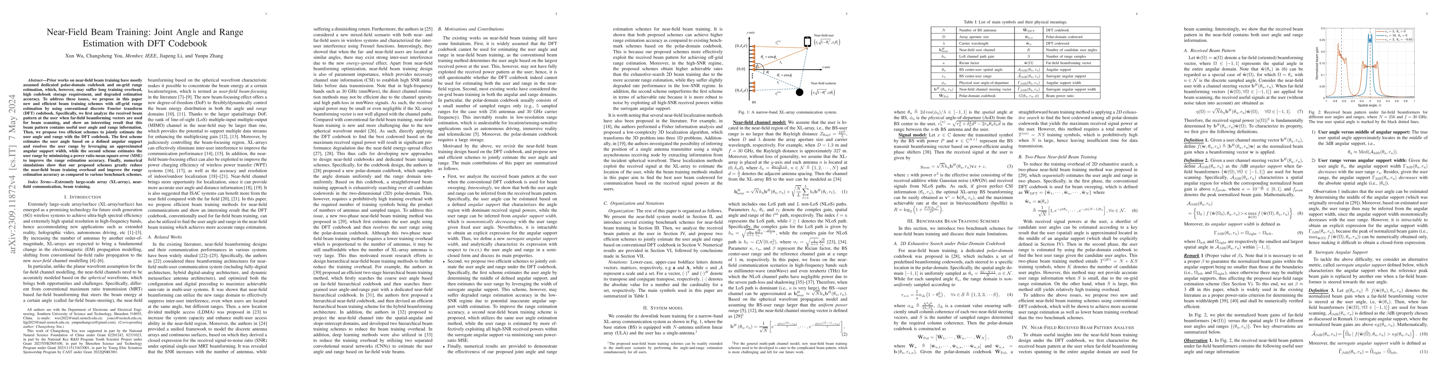 Thumbnail for Near-Field Beam Training: Joint Angle and Range Estimation with DFT
  Codebook