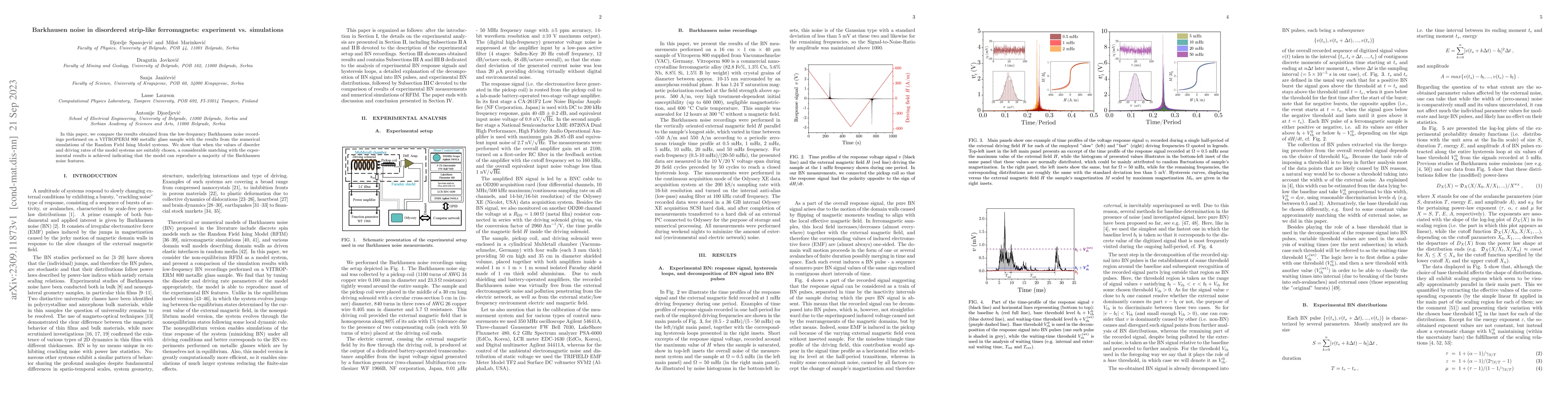 Thumbnail for Barkhausen noise in disordered strip-like ferromagnets: experiment vs.
  simulations