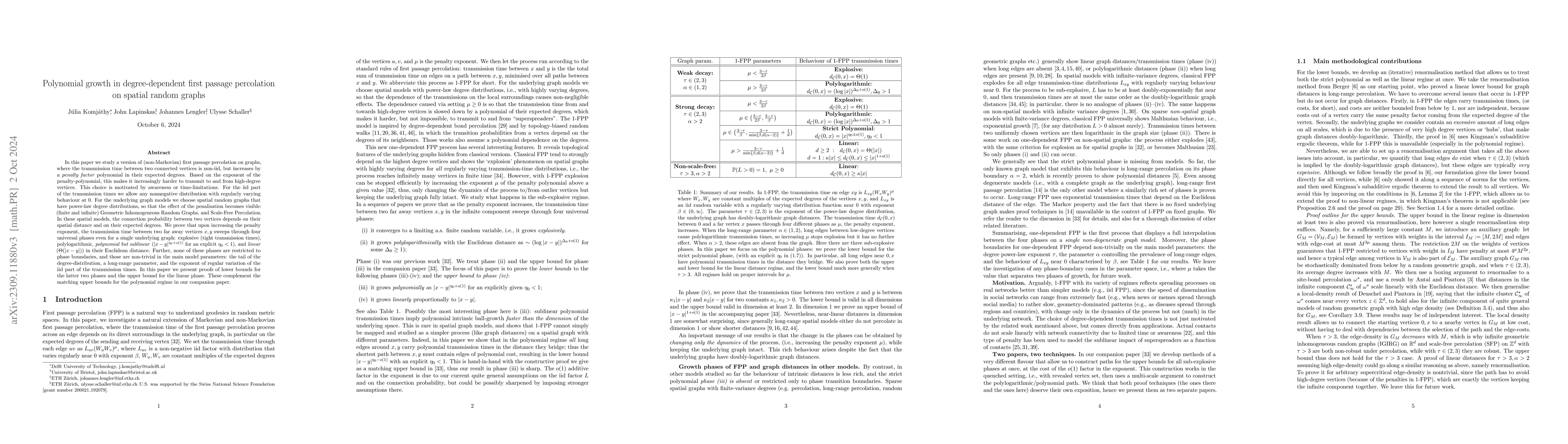 Thumbnail for Four universal growth regimes in degree-dependent first passage
  percolation on spatial random graphs II