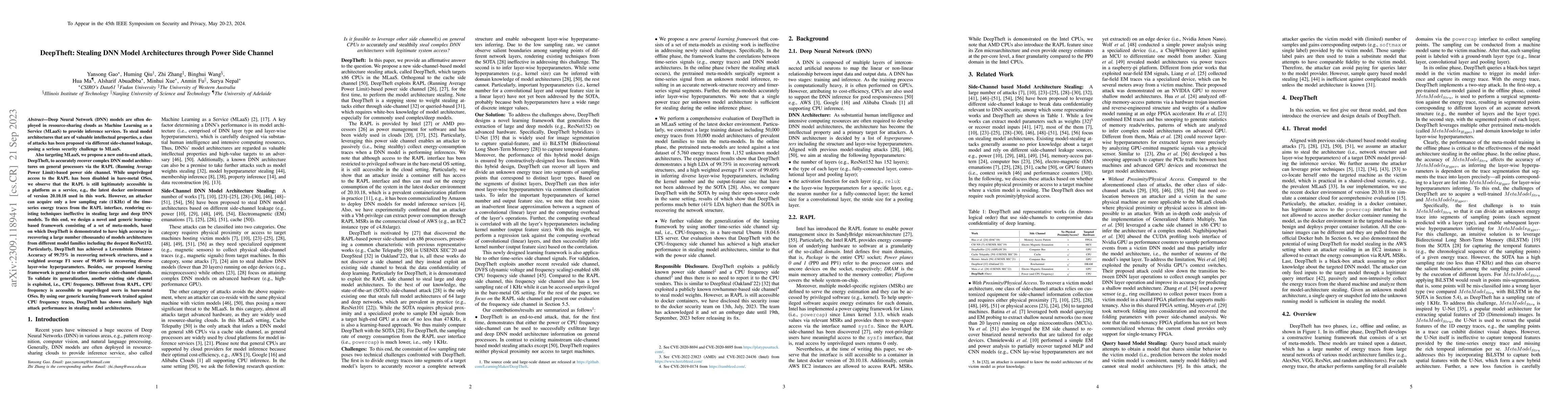 Thumbnail for DeepTheft: Stealing DNN Model Architectures through Power Side Channel
