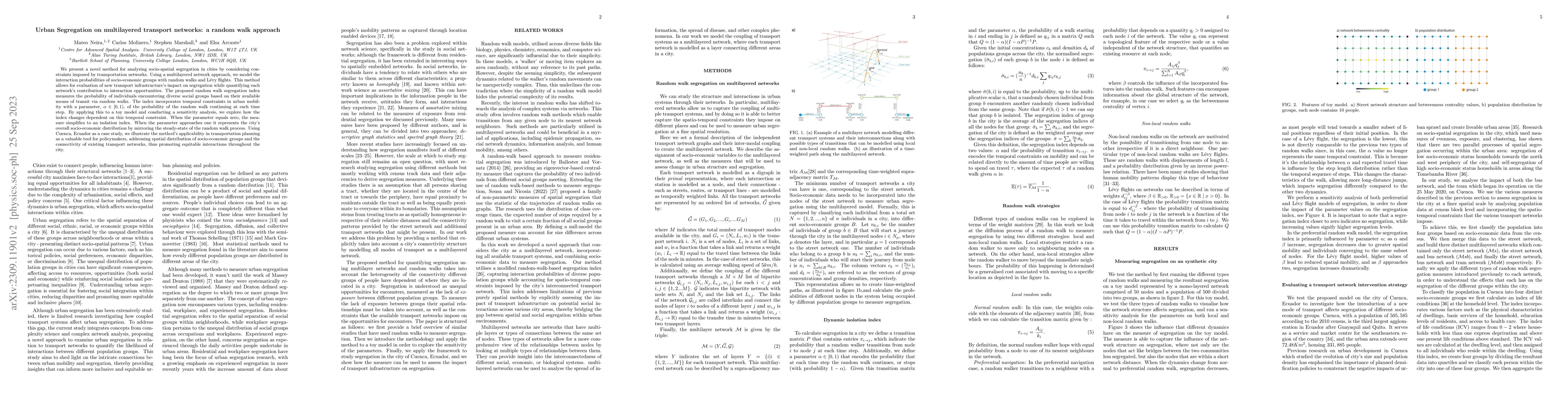 Thumbnail for Urban Segregation on multilayered transport networks: a random walk
  approach