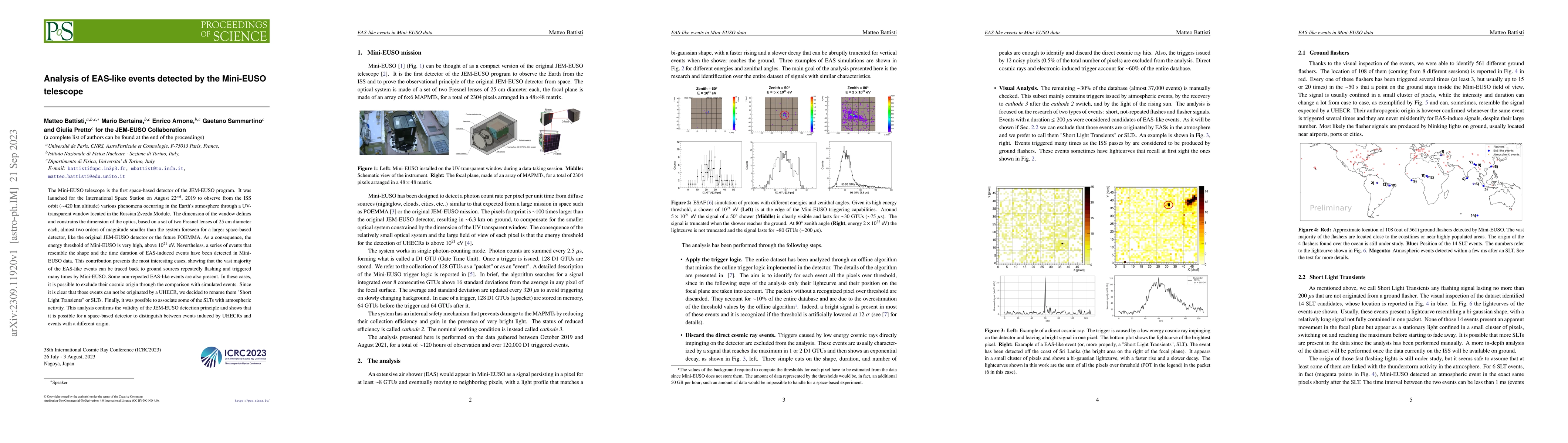 Thumbnail for Analysis of EAS-like events detected by the Mini-EUSO telescope