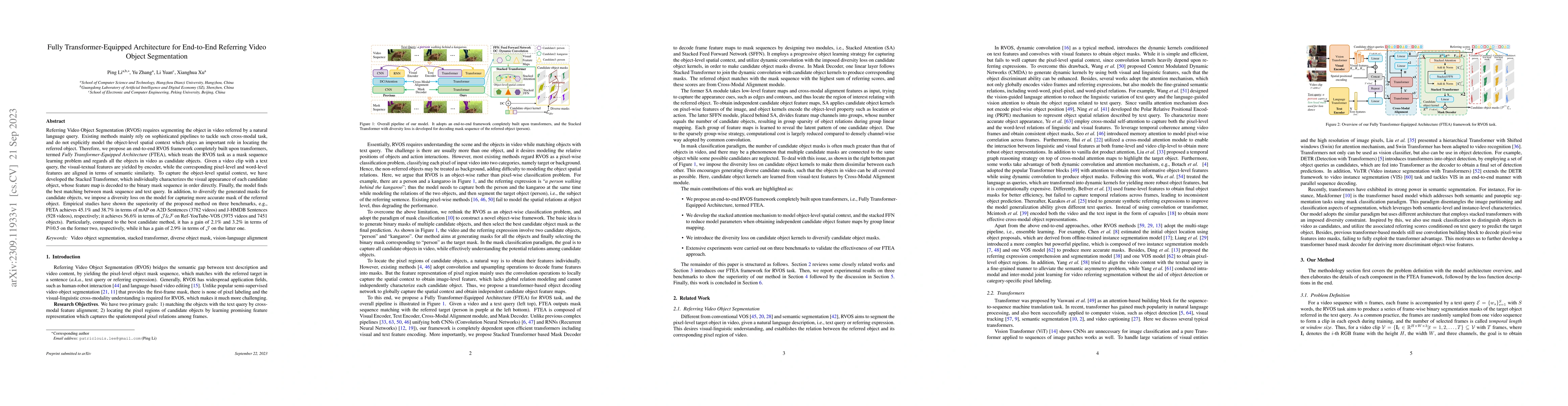 Thumbnail for Fully Transformer-Equipped Architecture for End-to-End Referring Video
  Object Segmentation