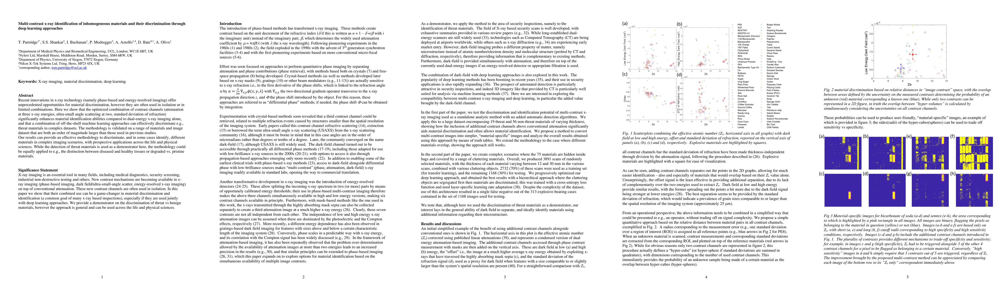 Thumbnail for Multi-contrast x-ray identification of inhomogeneous materials and their
  discrimination through deep learning approaches