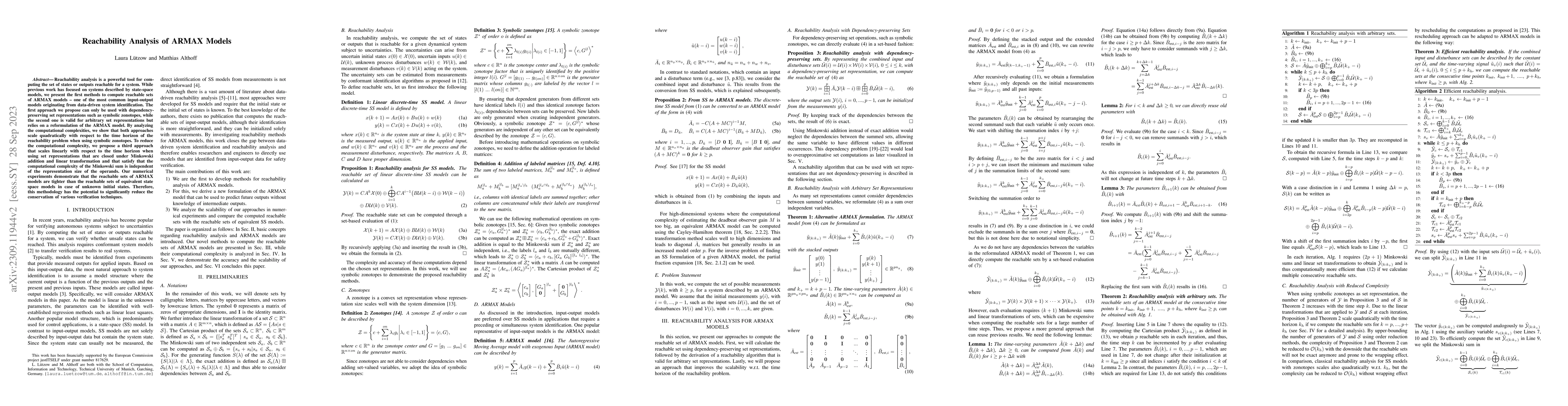 Thumbnail for Reachability Analysis of ARMAX Models