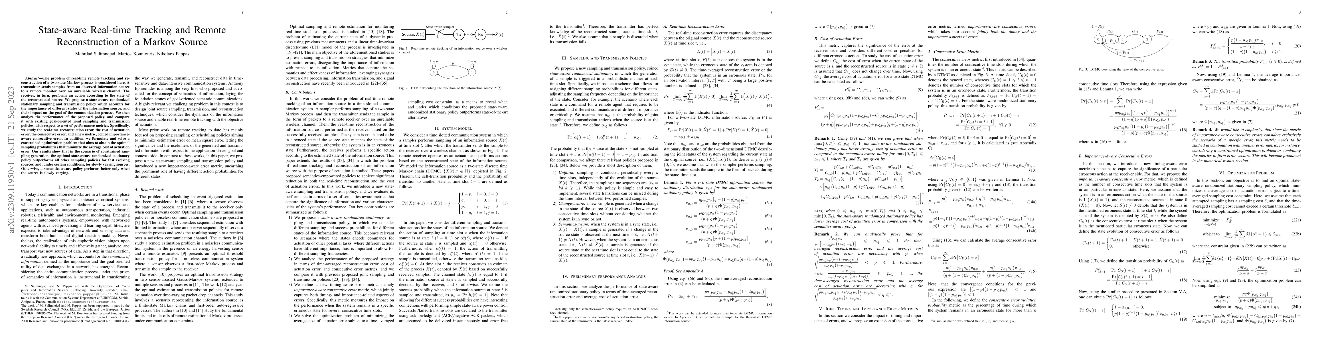 Thumbnail for State-aware Real-time Tracking and Remote Reconstruction of a Markov
  Source