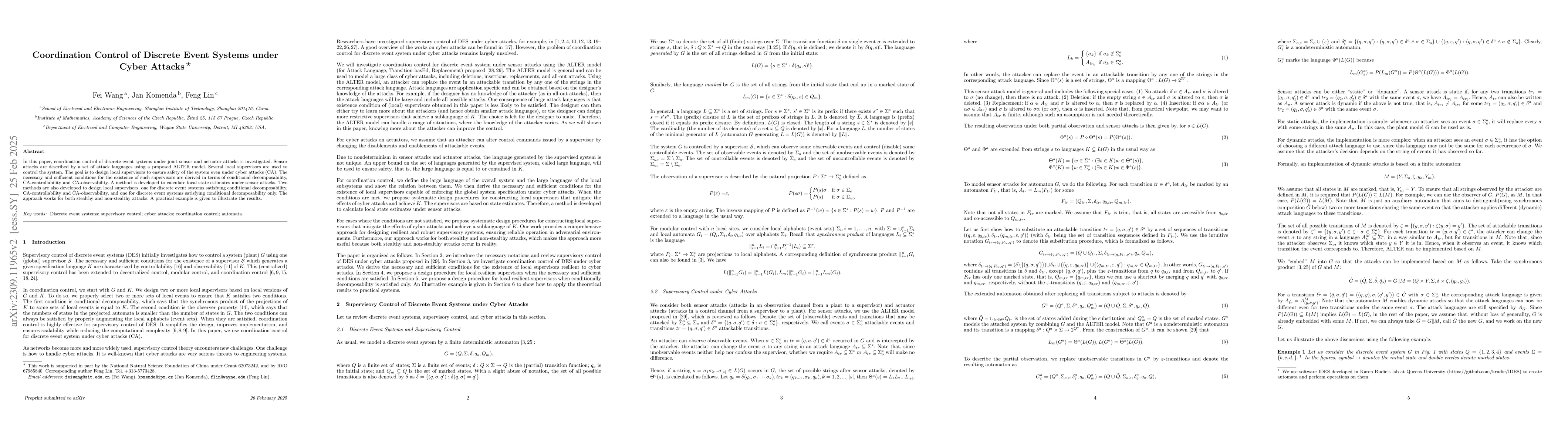 Thumbnail for Coordination Control of Discrete Event Systems under Cyber Attacks